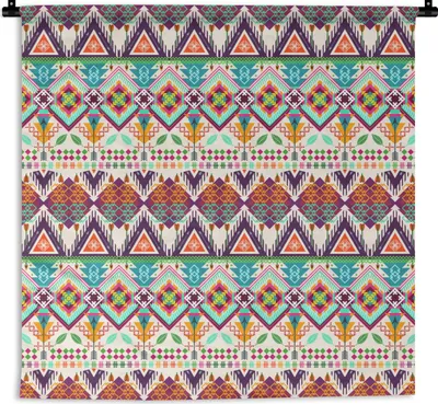 Produktbild von MuchoWow® Wandteppich Wandbehang Azteken - Südamerika - Muster 120x120 cm Tapisserie Dekoration Wandtuch - Modern - Baumwollgewebe