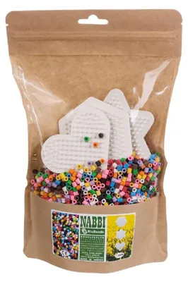 Produktbild von Nabbi 1090011 - Bügelperlen (5000 Stück + 3 Legeplatten) biologisch abbaubar kompostierbar