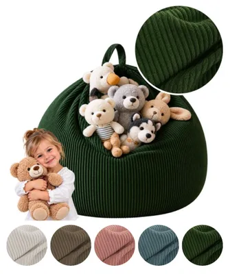Produktbild von MEBLE ODNOWA, Kinder-Pouf, Spielzeug-Organizer, Spielzeugtasche, 50x50x50cm Dunkelgrün, Pouf Kinderzimmer, Pouf mit Reißverschluss, Pflegeleicht