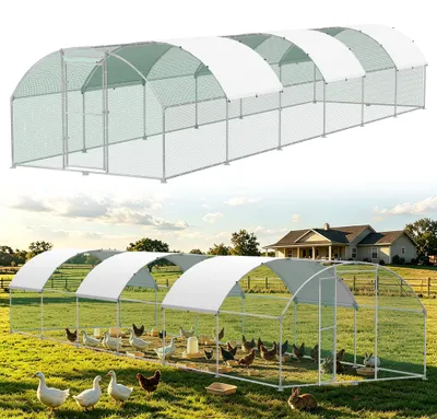Obrázek produktu pro XINZI Profesionální kuřecí chov s rozměry 3x12 metrů – venkovní ohrada z pozinkované oceli s rámem a střechou z polyetylenu (PE), oblouková konstrukce, vhodná pro drůbež a menší zvířata