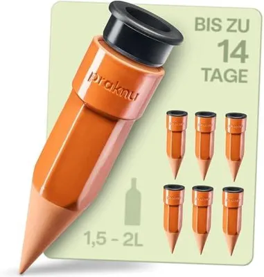 Produktbild von Praknu 6 x Tonkegel Bewässerung Groß – Bis zu 14 Tage Automatische Bewässerung – Auslaufsicheren Adapter für PET Flaschen – Einfache Reinigung – Wasse