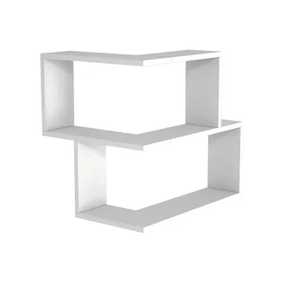 Produktbild von Wandregal Eckregal Weiß Bulut | (B/H/T) 59,5 cm/54,5 cm/45 cm + 44,5 cm