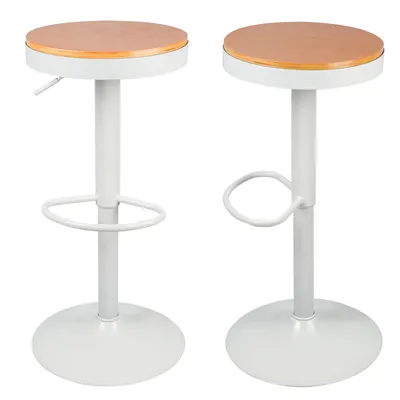 Image de Tabouret de bar (lot de 2) Tabouret de bar en bois Acier blanc