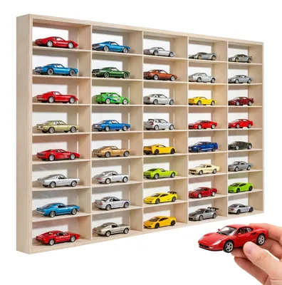 Image de Creative Deco Coffret de rangement en bois pour collection de voitures à l'échelle 1:32 | 40 compartiments