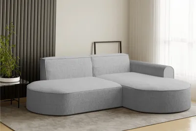 Produktbild von Ecksofa Designersofa BONDY in Stoff Neve Hellgrau Ottomane Rechts