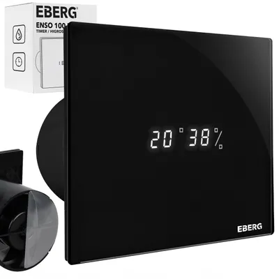 Produktbild von EBERG ENSO 120 B Badlüfter 120 mm Feuchtigkeitssensor Timer LED Schwarz