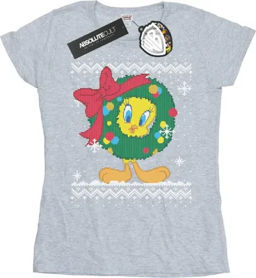 Produktbild von Looney Tunes - "Tweety Pie Christmas Fair Isle" T-Shirt für Damen BI27043 (XL) (Grau)
