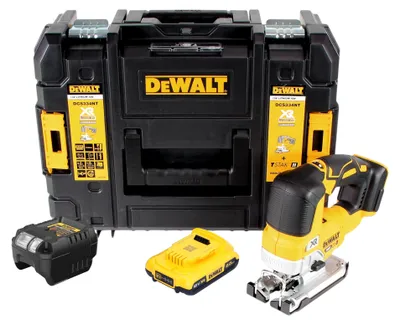 Immagine prodotto di Seghetto alternativo a pendolo a batteria DeWalt DCS 334 D1T 18V brushless + 1x batteria ricaricabile 2,0 Ah + caricabatterie + TSTAK
