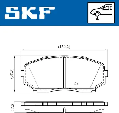 Produktbild von SKF Bremsbeläge Satz Vorne Bremsklötze für MITSUBISHI PAJERO IV (V8W, V9W) VKBP 80612 A