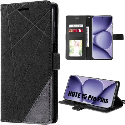 Image de Coque pour Xiaomi Redmi Note 15 Pro Plus 5G, Protection Synthécuir Antichoc Anti-Rayures Noir