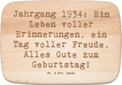 Produktbild von Mr. & Mrs. Panda Holzbrett Spruch 1934 Geburtstag - Transparent - Geschenk, Happy Birthday, Küchenbrett, besondere Geburtstagsgeschenke, Geburtsjahr, Alles Gute zum