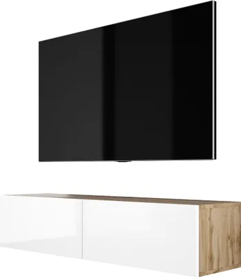 Obrázek produktu pro TV skříňka : dub Wotan / bílý lesk, 140 x 34 x 32 cm