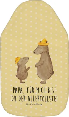 Produktbild von Mr. & Mrs. Panda Wärmflasche Bären mit Hut - Gelb Pastell - Geschenk, Kuschelwärmflasche, Familie, Vatertag, Muttertag, Wärmekissen, Wärmflaschen, Family, Flauschige