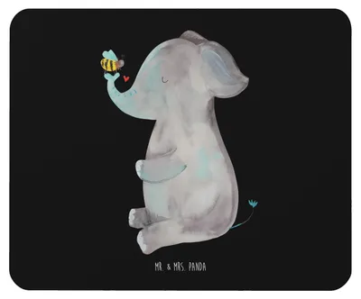Produktbild von Mr. & Mrs. Panda Mauspad Elefant Biene - Schwarz - Geschenk, Liebe, Mouse Pad, mausteppich, pc, Mousepad, Hochzeitsgeschenk, Jahrestag, computer, Heiratsantrag