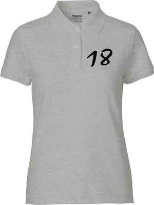 Produktbild von Huuraa Damen Polo Shirt 18 Geburtstag L Sport Grey Bio Baumwolle Fairtrade Poloshirt Geschenkidee