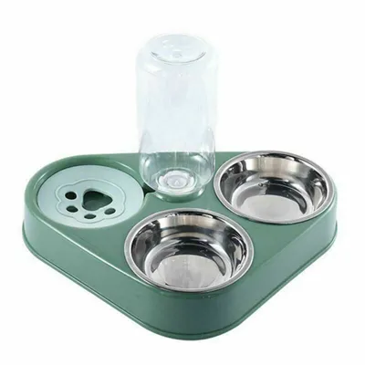 Produktbild von Futternapf Wassernapf + Napf Futterbar Station Hunde Katzen Welpen Grün