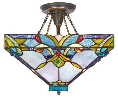 Obrázek produktu pro Stropní svítidlo Casa Padrino Tiffany v barokním stylu, barevné, průměr 36 cm, výška 40 cm - ručně vyrobená skleněná lampa