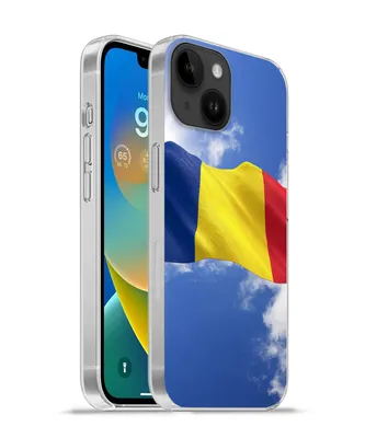 Produktbild von MuchoWow® Handyhülle Schutzhülle Hülle für Apple iPhone 14 - Softcase Rumäniens Flagge weht am Himmel Silikon Softcase Handy Hülle - Mobiltelefonhülle