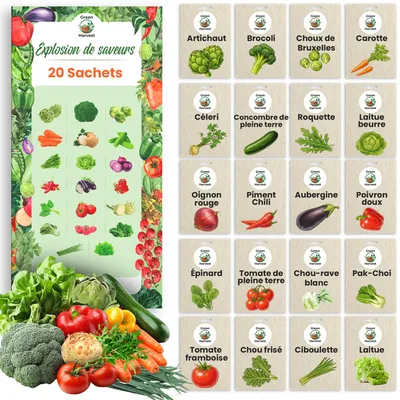Image de Green Harvest Kit de graines de légumes 20 variétés, 20 sachets, graines pour le jardin
