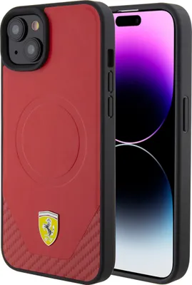 Image de Ferrari iPhone 15 & 14 Plus Hardcase - Magsafe - Carbon - Rouge