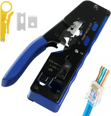Productafbeelding van Crimp Tool voor Cat5 Cat5e Cat6 Cat6a Cat7 Netwerk Connectoren RJ45 Crimp Netwerk Plug en 6P RJ11 Telefoon Jack Alles-in-een Tool Cuts