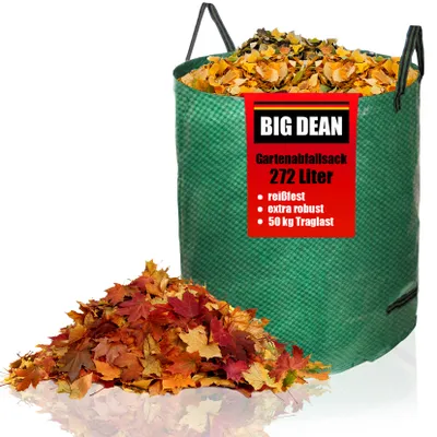 Produktbild von BigDean Gartensack XXL 272L- Laubsack mit extra robustem 150g/m² Gewebe-Gartenabfallsack für Laub, Müll, Grünabfall & Kompost- wasserdicht & reißfest