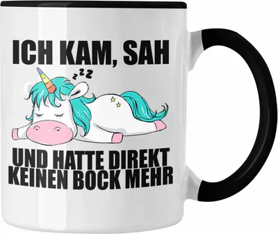 Produktbild von Trendation - Einhorn Tasse mit Spruch Geschenk Arbeitskollege Kollegin Kaffeetasse Büro (Schwarz)