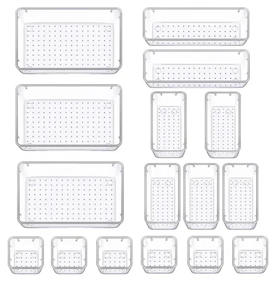 16-teiliges Schubladen-Organizer-Set, Kunststoff, 4 Größen