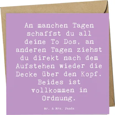 Produktbild von Mr. & Mrs. Panda Grußkarte Spruch Tapferkeit im Alltag - Lavendeltraum - Geschenk, faltkarte, anlasskarte, Motivation, doppelkarte, Glückwunschkarte, Zitat, Gefühl, Ruhe