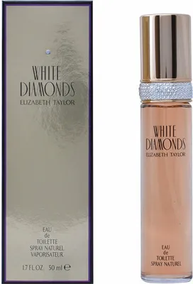 A perfume bottle and its packaging are displayed side-by-side against a white background.