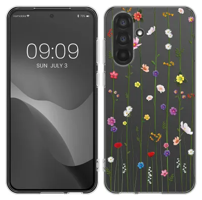 Produktbild von kwmobile Case kompatibel mit Samsung Galaxy A56 5G - Hülle Silikon transparent Wildblumen Ranke Mehrfarbig Transparent