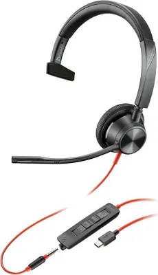 Zdjęcie produktu dla HP Poly Zestaw słuchawkowy Poly Blackwire 3315 USB-C, Przewodowa, Biuro/centrum telefoniczne, 207 g, Zestaw słuchawkowy, Czarny