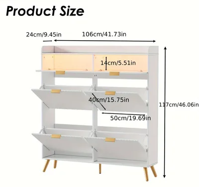 Image de Armoire à chaussures - Rangement à chaussures - Boîte de rangement pour chaussures - Meuble de rangement - Meuble à chaussures - Portes pliantes - Plateau en verre