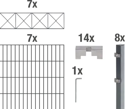 Produktbild von Alberts Doppelstabmattenzaun Nexus, Höhe 100 cm, Länge 14 m, 2 m Matte, anthrazit, zum Einbetonieren
