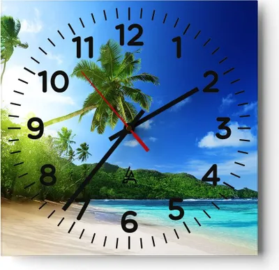 Produktbild von Wanduhr - Quadrat - Glasuhr - Baum Dschungel Welle Landschaft - 40x40cm - Schleichendes Uhrwerk - Lautlos - zum Aufhängen bereit - Dekoration Modern - Wanddekoration aus Glas - C4AC40x40-3169