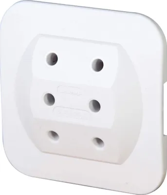 A white electrical adapter with multiple sockets.