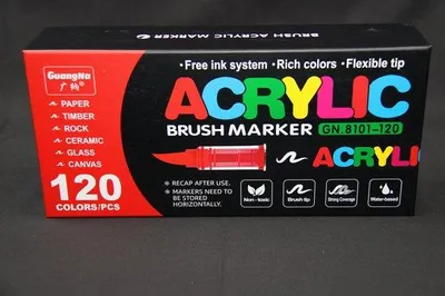 Produktbild von Guangna Pinselmarker – 120 Farben – Erwachsene und Kinder – Zeichenset – ungiftig – starke Deckkraft – auf Wasserbasis