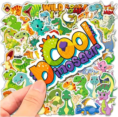 Obrázok produktu pre Sada 50 nálepiek s motívom dinosaurov pre deti na vlastné vytvorenie