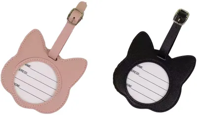 Immagine prodotto di Portachiavi per valigia – Etichette per bagagli – Gatto rosa e nero – 2 pezzi – Etichetta per la tua valigia – Portachiavi per valigia – Rosa/Nero – CHPN