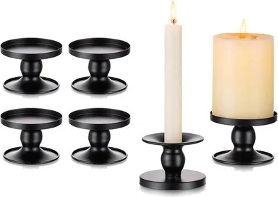 Image de Lot de bougeoirs en métal noir pour Noël et le salon