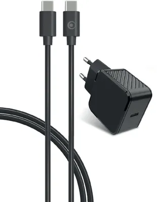 Image de Kit Chargeur USB C 25W PD + Câble USB C / USB C 1.2m Noir Bigben