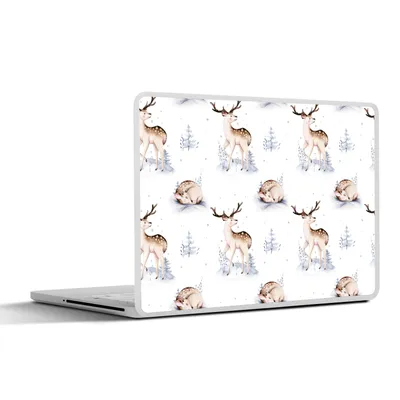 Produktbild von MuchoWow® Laptop Aufkleber Sticker Cover Winter - Schnee - Hirsche 32.5x23.5 cm - Sticker für Laptop - Selbstklebend