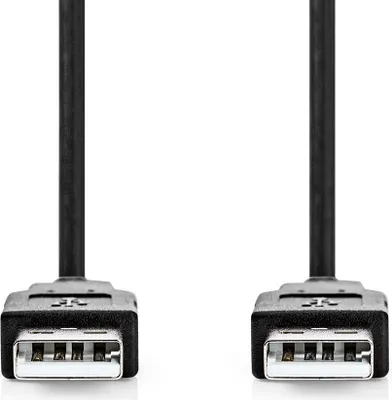 Produktbild von Nedis USB-Kabel - USB 2.0 - USB-A Stecker - USB-A Stecker - 18 W - 480 Mbps - Vernickelt - 1.00 m - Rund - PVC - Schwarz - Label