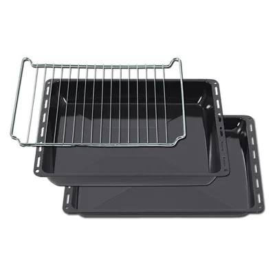 Produktbild von ICQN Backblech 422 x 370 x 30 & 45 mm Set mit Backofenrost, Emailliert Fettpfanne für Backofen und Herd, Passend für ELECTROLUX, AEG, IKEA, ZANUSSI, JUNO, ZOPPAS, Kratzfest & Rostfrei