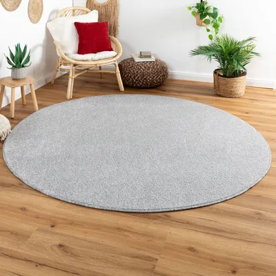 Produktbild von Steffensmeier Kurzflor Teppich Cambridge, Wohnzimmer, Schlafzimmer, in Grau, Größe: Rund Ø 160 cm