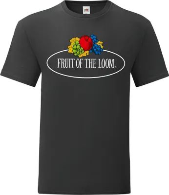 Produktbild von Fruit of the Loom Iconic 150 T-Shirt mit Vintage-Logo auf der Brust Farbe: schwarz - Vintage-Logo groß Größe: L