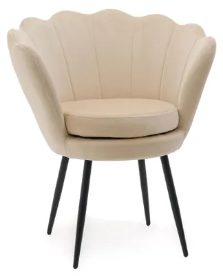 Produktbild von Veloursstuhl SHELL BLACK in Beige mit schwarzen Beinen für den Schminktisch