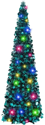 Produktbild von Künstlicher Weihnachtsbaum klappbar mit LED-Beleuchtung Grün 150cm