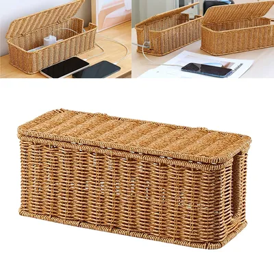 Produktbild von Aufbewahrungskorb,Storage basket,31.5*13*13cm,Mit Deckel,Dient zum Verlegen von Datenkabeln und Stromkabeln,geflochten