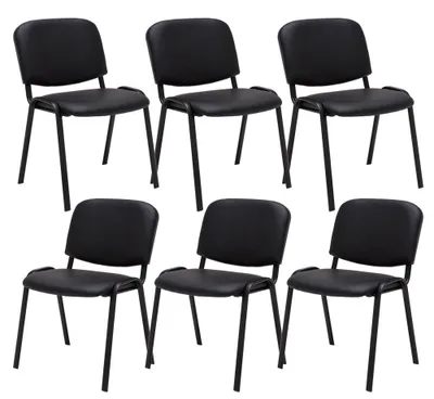 Produktbild von CLP 6er Set Besucherstuhl Ken Kunstleder stapelbar mit einer Sitzhöhe von 44 cm schwarz